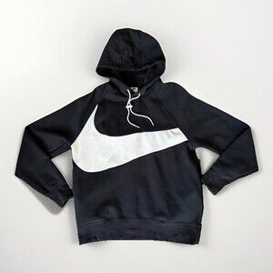 Nike Sportswear Swoosh Tech Fleece Mens Pullover Hoodie Black/White Medium